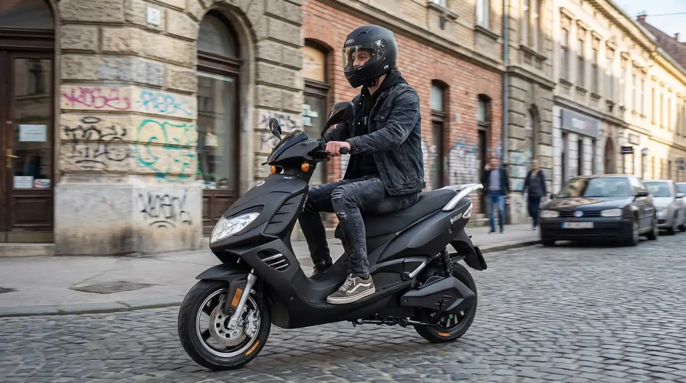E-Fun LIPO električni moped na cesti